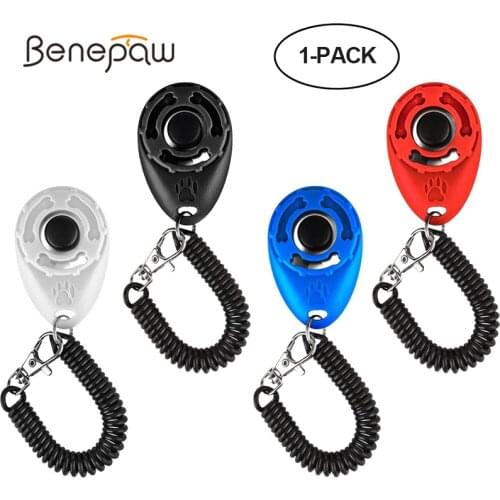 Benepaw Pack Of 4 Pieces Quality Dog Clicker With Elastic Wrist Strap Lightweight Pet Training For Puppies Cats Birds Horses