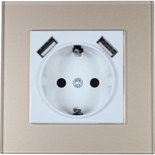 USB Wall Socket charger Free shipping Double USB Port 5V 2A usb wall outlet high quality Silver Acrylic LLDG-01