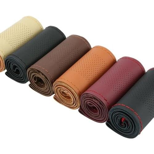 Genuine Leather anti-wear Car Steering Wheel Covers Universal 38cm Three-dimensional Breathable Anti-slip Protector