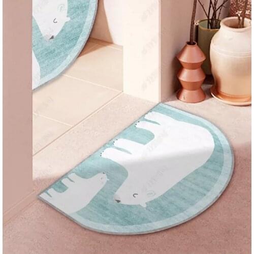 Small loop velvet semicircle floor mat, light luxury bedroom door non-slip mat bedside mat, bathroom room short-pile carpet