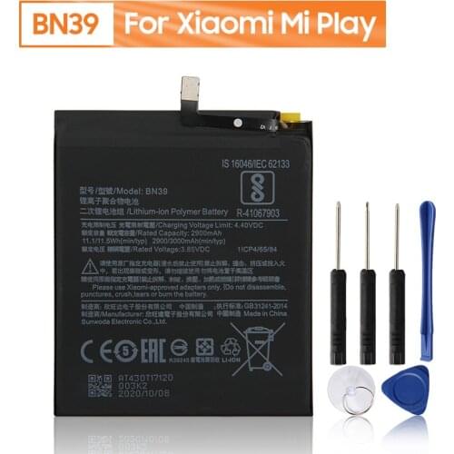 Xiao Mi Original Battery BN39 For Xiaomi Mi Play BN39 Genuine Replacement Phone Battery 3000mAh With Free Tools