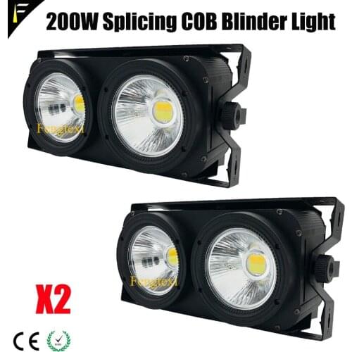 Audience Blinder 2in1 3200k LED COB*2 =200w Warming Amber Color Automated Fixtures DMX Strobe with Blinder Light Effect Support