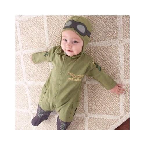 PIZZSEOON Baby Boy Clothing Summer Autumn Long-Sleeved Baby Boy Romper 3-6-12 Months Baby One-Piece Suit+Hat Baby Boy Onesie