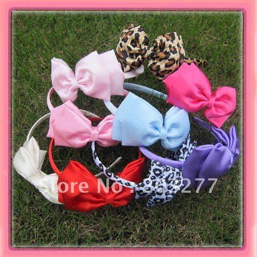12pcs/lot satin fabric Hair band with bow for girl New satin hair accessory free shipping