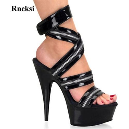 Rncksi Top Grade Fashionable Black 15CM Open Toe High Heel Shoes Platforms Sandals, Wedding Shoes, Sexy Party Heels Sandals