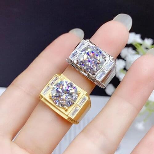 Luxury Man Ring with Moissanite 11mm D Color 5ct Moissanite Ring for Man Fashion 925 Silver Man Moissanite Ring