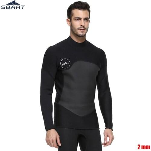 SBART Men Black Diving Jacket 2 mm Neoprene Nylon Pullover Elastic Keep Warm Dive Suit Snorkel Winter Swimming Diving T-shirt