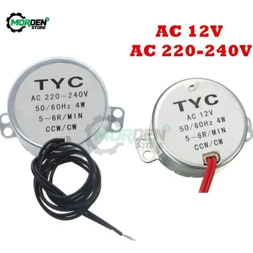AC 220V 240V/AC 12V Synchronous Motor 5-6RPM Robust Torque 4W CCW/CW TYC-50 50/60Hz Permanent Magnet Synchronous Motor