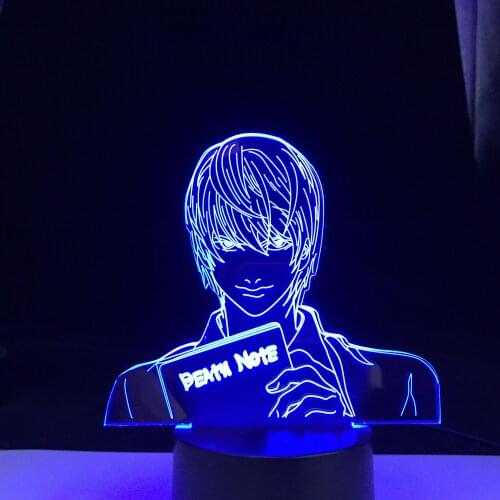 Yagami Light Figure Acrylic 3D LED Night Light Anime Gift Death Note Lamp for Kid Bedroom Decor Lighting Childrens Nightlight