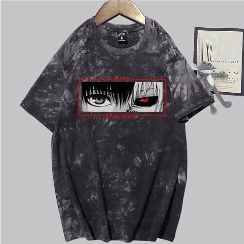 Tokyo Ghoul Kaneki Ken Eyes Japan Anime Print Tshirt Loose Hip Hop Streetwear Harajuku Women Tees
