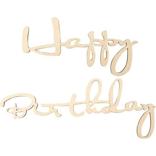 Happy Birthday Wooden Slice Birthday Background Cake Decor Letter Handcraft Hanging Ornament Kids Birthday Home Party Decoration