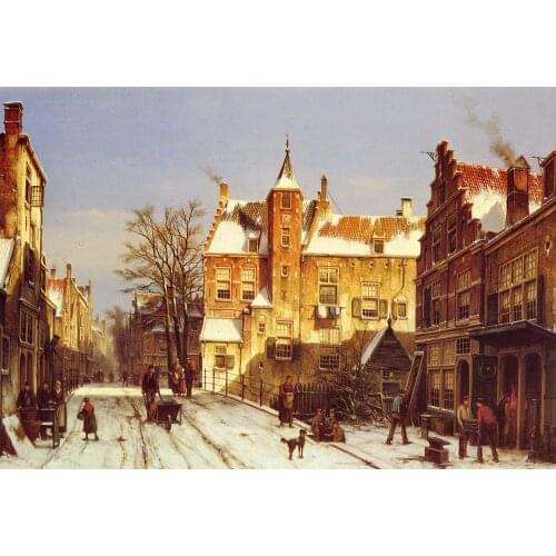 Venice City Street Snow Day Scenery For Embroidery Needlework 14CT Unprinted DIY Cross Stitch Kits Handmade Art Wall Decor