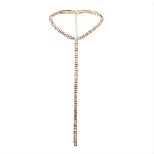 Cute Rhinestone Y Choker Necklace For Women Fashion Bridal Jewelry Elegant Rhinestone Chain Collar ChokerColliers Crystal Colar