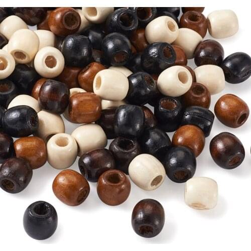 200pcs/bag Barrel Natural Wood Beads Loose Spacer Beads Dyed Lead Free for Jewelry Making DIY Bracelet Necklace Supplies