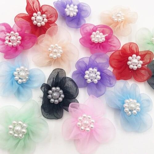 40 pcs Organza Bowknots Headwear Material Rosette DIY Hair-bow Garment Sewing Accessories A349