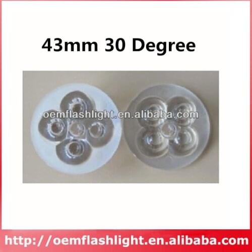 5-in-1 43mm 30 Degree High Power LED Glass Lens with Flat Surface - 1 Piece