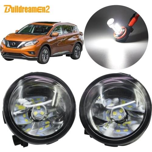 Buildreamen2 For Nissan Murano Z51 Closed Off-Road Vehicle 2007-2014 Car H11 Fog Light Lampshade + Bulb Daytime Running Light