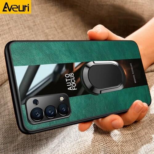 Luxury Leather Ring Holder Phone Case For OPPO Reno 3 4 5 Pro Plus Find X3 Pro X2 Lite Neo A53 S Realme 7 5G GT X7 Q2 Pro Cover