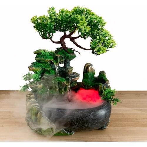 Feng Shui Indoor Desktop Water Fountain Rockery Waterfall Decorative Resin Crafts Home Garden Decorations Statue Ornament Gift