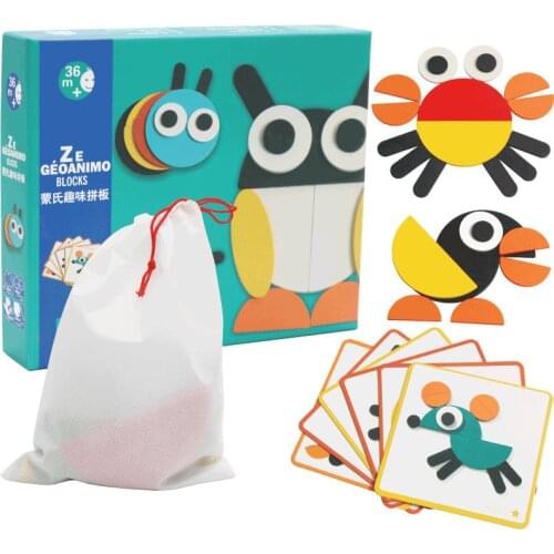 Animal Wooden Jigsaw Puzzle Board Set Colorful Baby Learning Educational Wooden Toy Children Learning Developing Toys Gifts