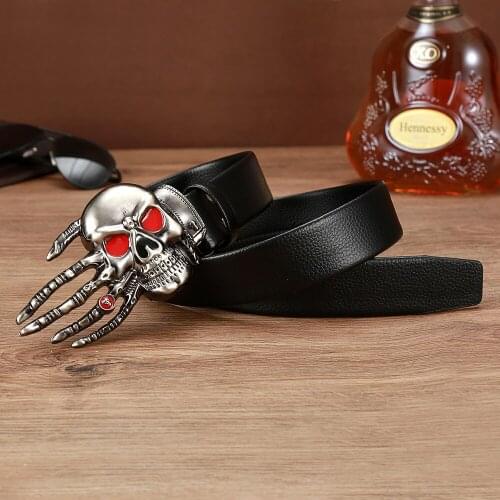 Zinc Alloy Personalized Casual Skull Hand Belt Buckle PU Belt Men and Women Same Gift Decoration