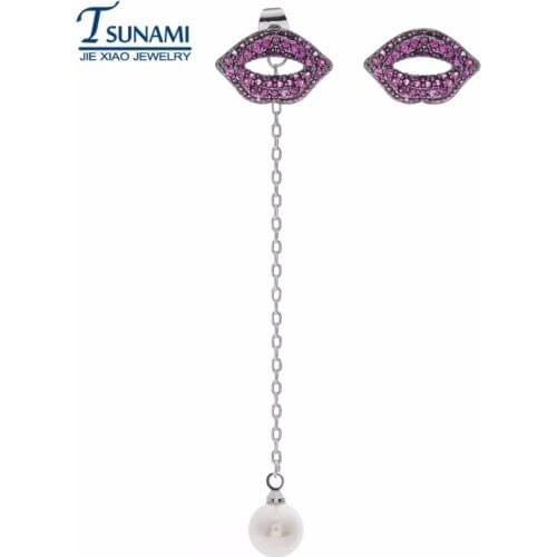 Famous brand lip pearl zircon earrings The new fashion is a fine luxury zircon nail for women ER-079