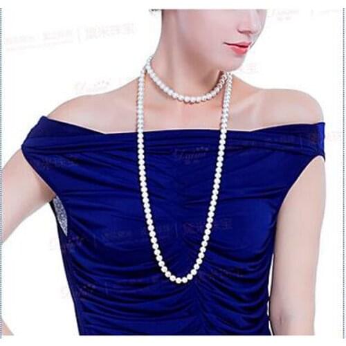 Fine jewelry Details about classic 7-8mm south sea white round pearl necklace 45inch 925s