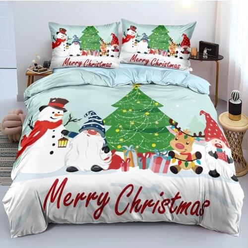 Christmas Duvet Cover and Pillowcase(s) Queen/Full Snowman Quilt Covers Set 3D Bedding Sets 3-Piece Queen Bed Linen Bed Textiles