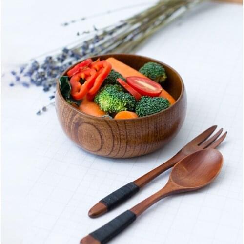 Creative Wooden Trough Bowl Solid Wood Salad Bowl Pickles Bowl for Soup Noodles Fruit Free combination