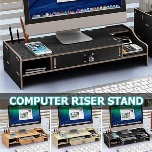 Multi-function Desktop Monitor Stand Computer Screen Riser Wood Shelf Plinth Strong Laptop Stand Desk Holder For Notebook TV