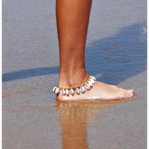 Trendy Bohemian Natural Shell Foot Chain Anklets for Women Personality Gold Silver Beach Adjustable Ankle Bracelets on Leg
