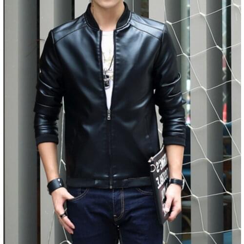 2019 New Mens Coats Spring & Autumn PU Jacket De Couro Coat Arrival Leather Jackets Mens Jacket Male Outwear Plus Size M-4XL