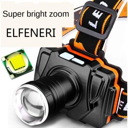 LED Headlamp Bright Light Rechargeable Zoom Long-shot Flashlight Super Bright Night Fishing Miner Lamp Hernia Camping