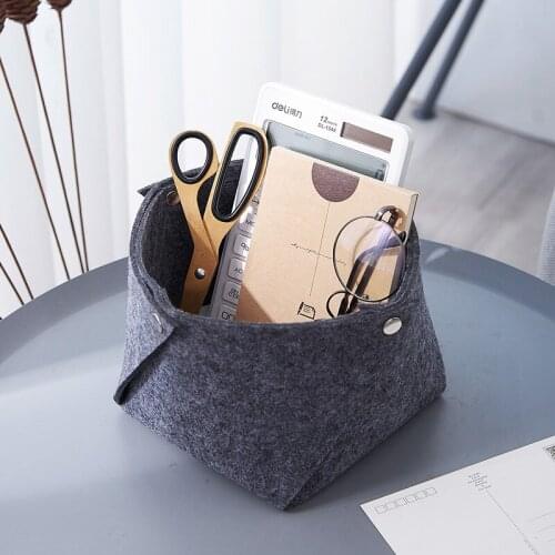 SUNEE Office Desktop Organizer Sundries Storage Box Felt Cloth Desk Organizer Small Storage Basket