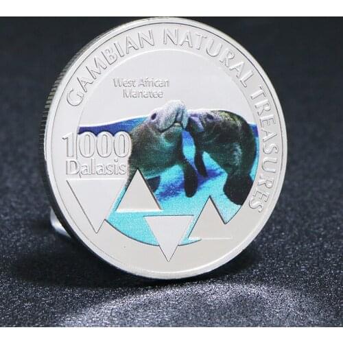 Very Beautiful Manatee Silver Commemorative Coin West African Gambia Natural Wild Animal Souvenir Collection