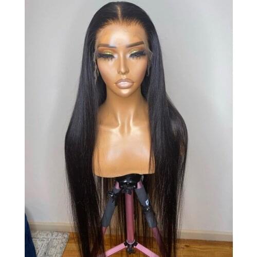 Glueless 150% Density Silky Straight Lace Frontal Wigs Synthetic Hair with Baby Hair High Temperature Fiber Lace Wig 13x4x1