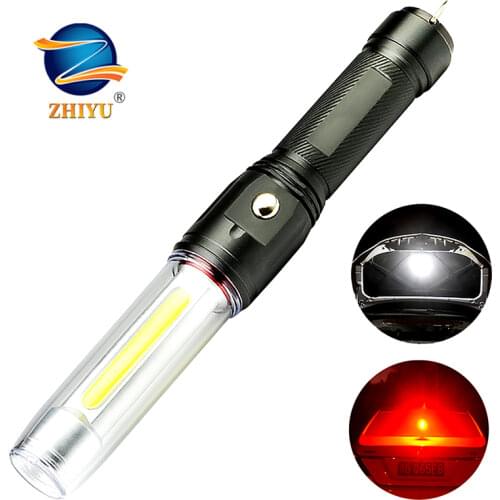 USB rechargeable LED flashlight XPE + COB lamp 3 lighting modes waterproof baton with magnet lamp auto repair work lamp