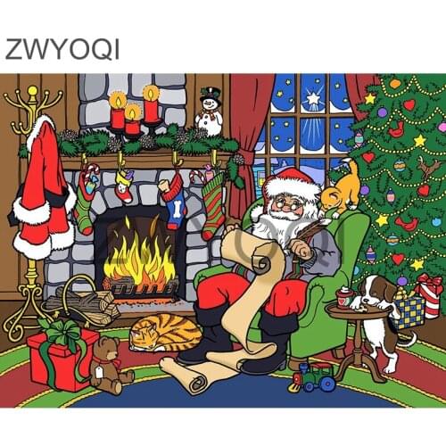 Full Round Diamond mosaic Cartoon santa DIY Diamond painting Cross stitch Full Square Diamond embroidery Cartoon santa dog tree