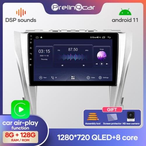 Prelingcar Android 10.0 NO DVD 2 Din Car Radio Multimedia Video Player Navigation GPS For Toyota Camry 8 50 55 2014-2017 2.5D 4G