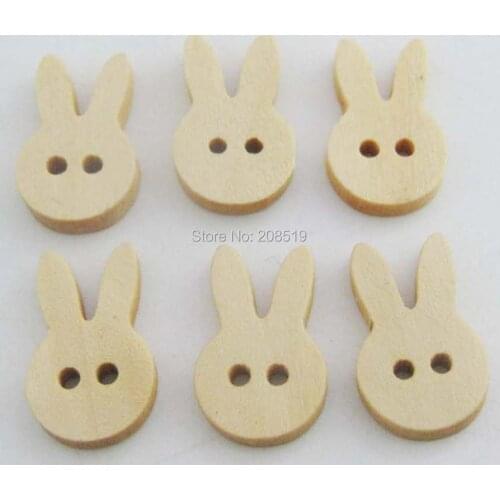 WBNGVL 50pcs rabbit buttons nature wood animal button kids clothes sewing ornament