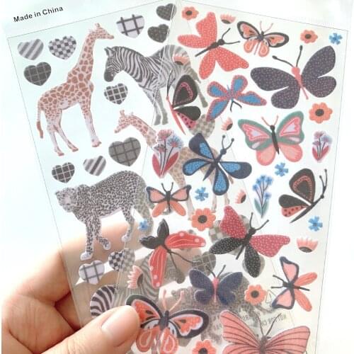 Fuzzy Flocking Fabric Felt Butterfly Sticker Sheet