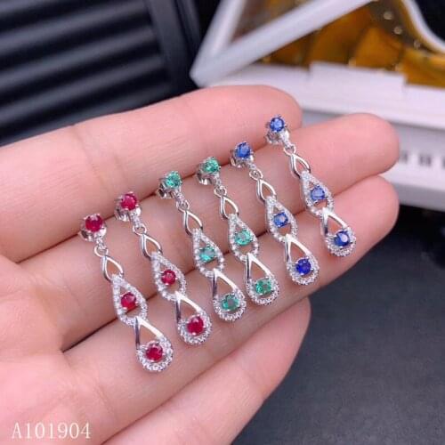 KJJEAXCMY boutique jewelry 925 sterling silver inlaid natural ruby sapphire emerald female models luxury earrings earrings suppo
