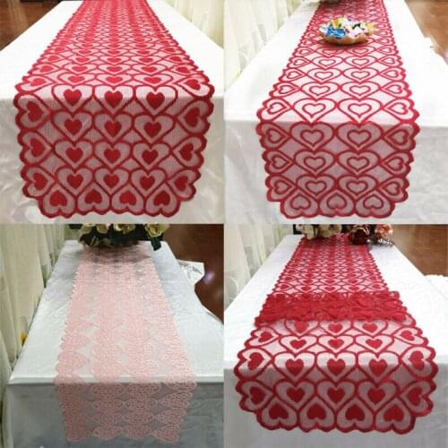 Heart Tablecloth Table Runner Wedding Party Banquet Home Decoration 14x72in