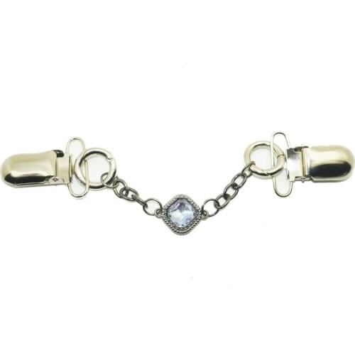 Stylish Vintage Rhinestone gem Sweater Clip, Antique Collar Clip, Cardigan Clips