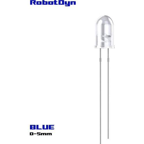 LED crystal shell D-5mm, BLUE light, (pack 50 pcs)