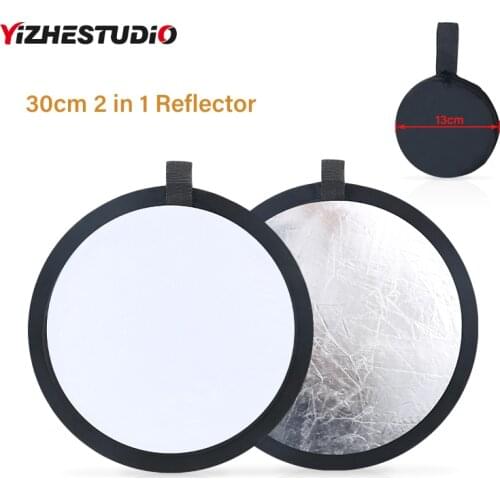 Yizhestudio 30cm Reflector 2 in 1 Collapsible lighting round Silver and White Flash Diffuers for Makeup Video Live Stream