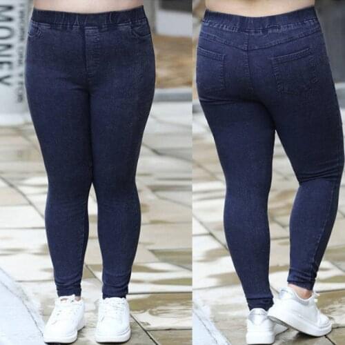 Oversize Women Jeans New Autumn Trousers High-waist Elasticity leggings Plus Velvet Warm Winter Denim Pants Female Plus Size 7XL