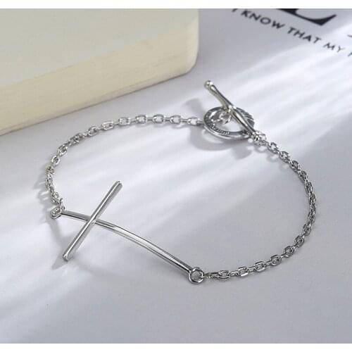 Cool Teen Hip-Hop Tide Cross Bracelet for Women Circle Geometrical Chains Bracelet Dating Charm Jewelry 2021 Trend Friend Gift