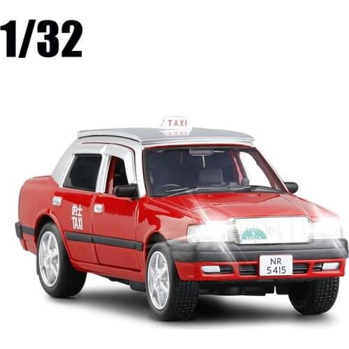 1/32 Toyota Crown HongKong Taxi Diecast Model CAR Taxi Toys With Sound Lighting Pull Back For Kids Toys Gifts Free Shipping