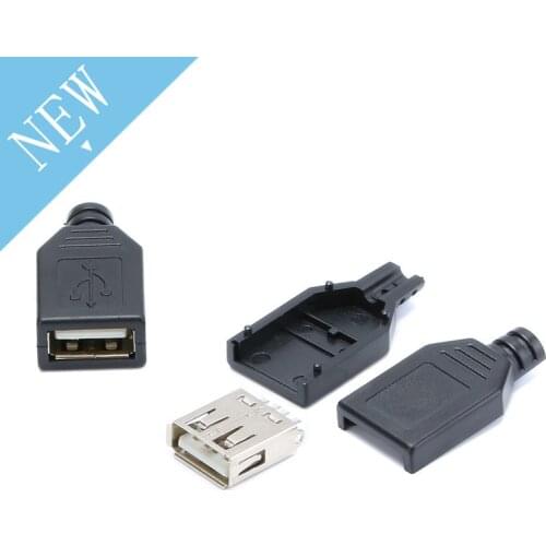 10pcs Type A Female USB 4 Pin Plug Socket Connector with Black Plastic Cover USB 2.0 Connect Adapter DIY Kit